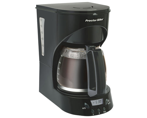 Proctor Silex 12 Cup Coffeemaker Black Glass Carafe Permanent Filter